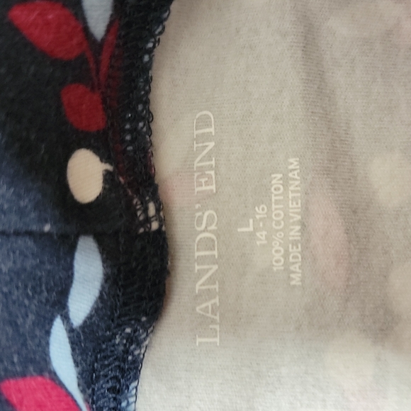 Lands' End Women's Blue White Red Floral 100% Cotton Long Sleeve Top, L - Picture 4 of 7